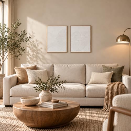 Artiluxy 3D Minimalist Textured Abstract Wall Art Set of 2, Neutral