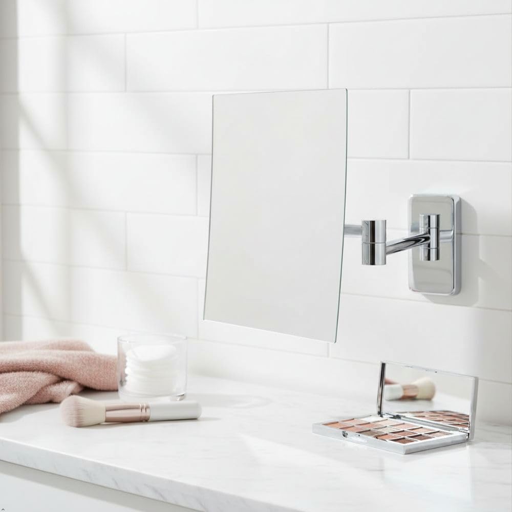 JERDON Wall-Mounted Makeup Mirror - 5X Magnification - Chrome - JRT695C