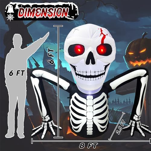 7 FT Halloween Inflatables Skeleton Decoration,Large Skeleton Halloween Decor...