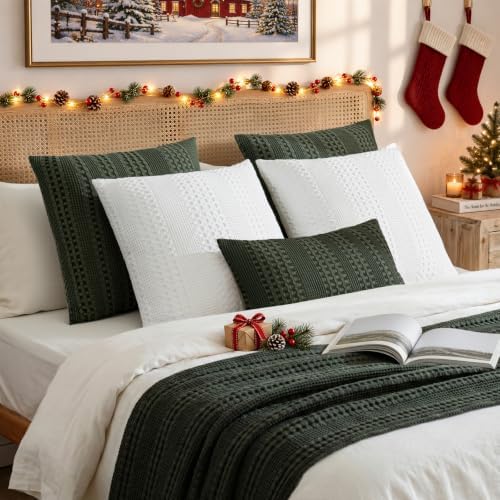 a moment 2 Pack Bamboo Fiber Pillow Covers - Waffle Weave, Ultra Soft & B...