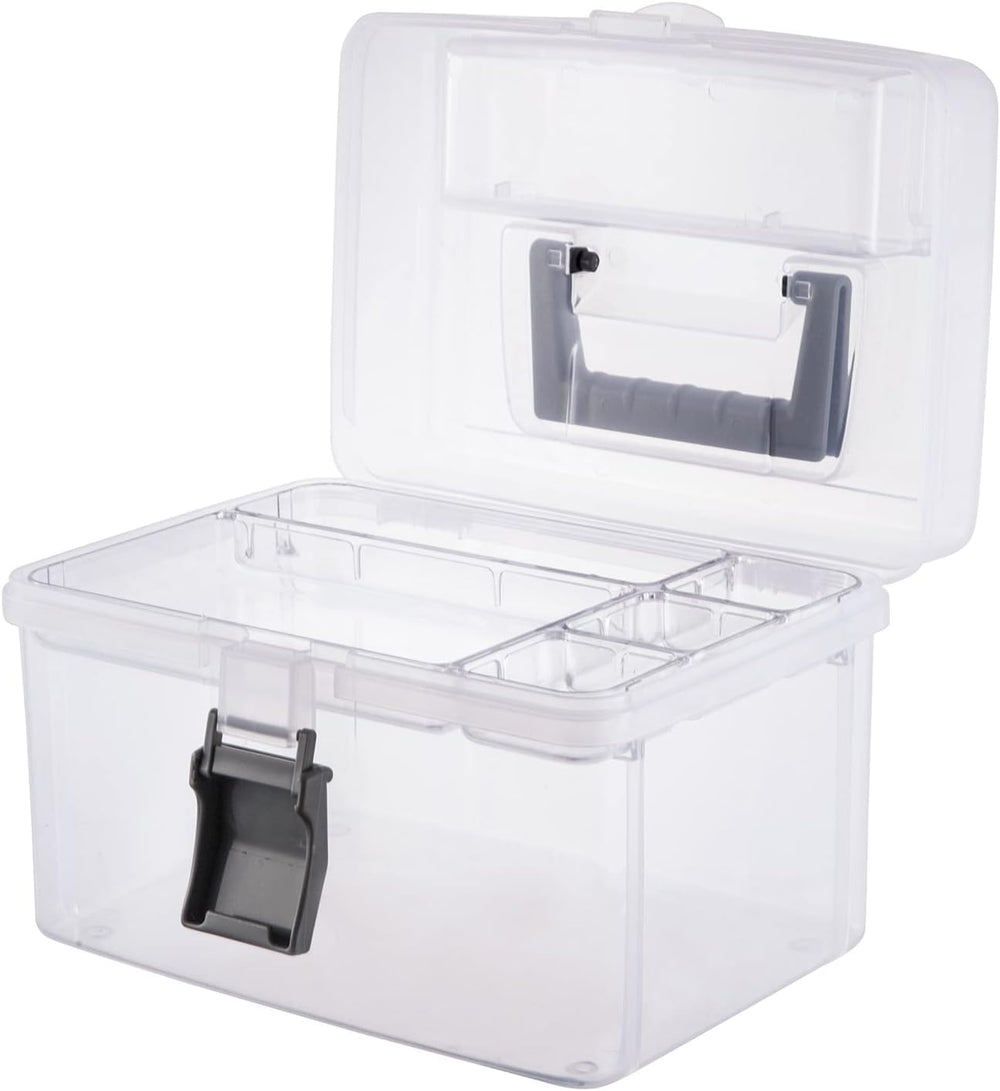 MyGift Clear First Aid Kit Box with Tray, Portable Medicine Storage