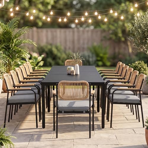 Stackable Patio Dining Chairs Set of 6, Modern Stacking Outdoor Dining Chairs...