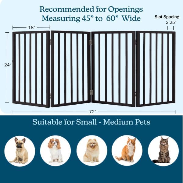 Pet Gate - 4-Panel Indoor Foldable Dog Fence for Stairs, Hallways, or Doorway...