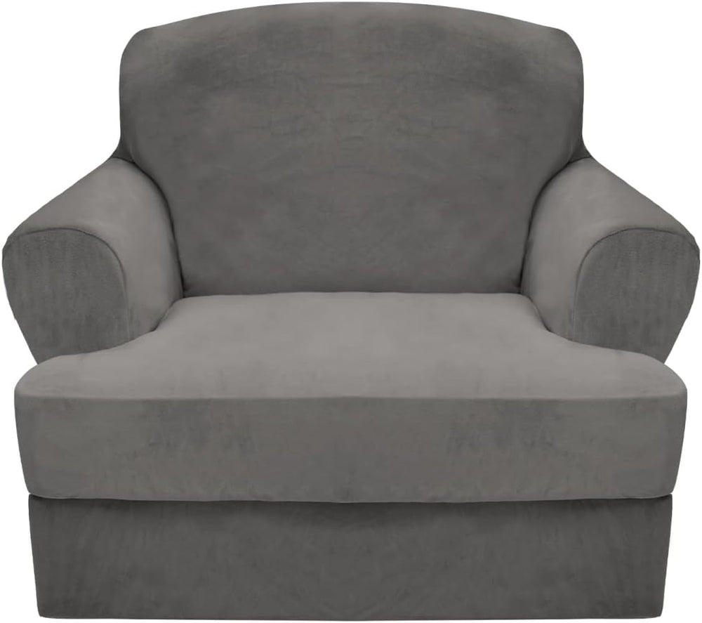 CUCRAF T Cushion Sofa Cover 2 Piece Armchair Slipcovers, Soft Thick Velvet Co...