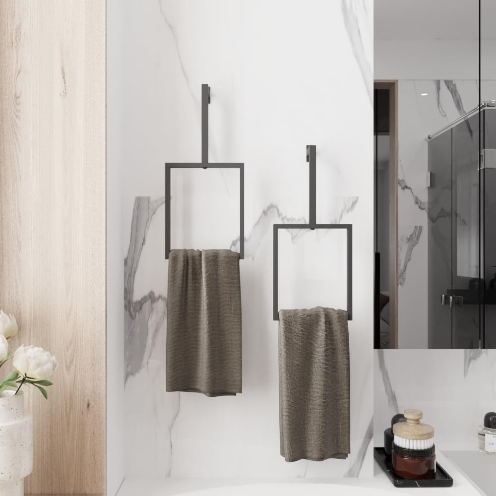 Unique Vertical Towel Rack Wall Mounted for Bathroom, Metal Square Towel Hold...