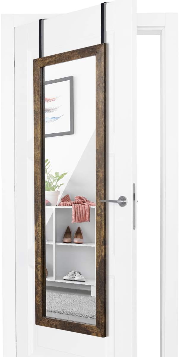 ikkle Wooden Full Length Door Mirror 48" x 14", Rustic Frame