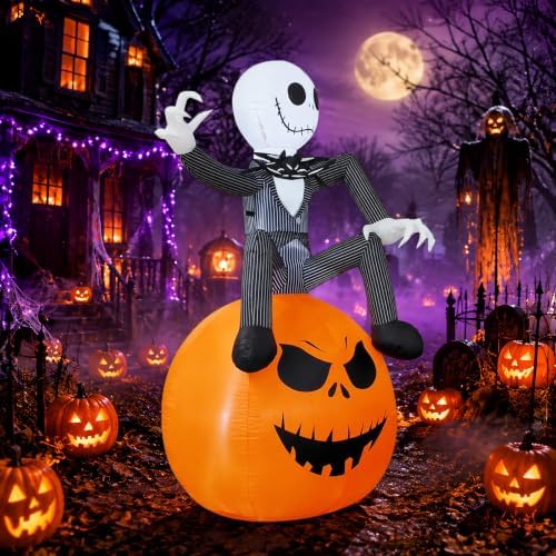 6 Ft Inflatable Halloween Yard Decorations - Outdoor Blow Up Yard Pumpkin Dec...