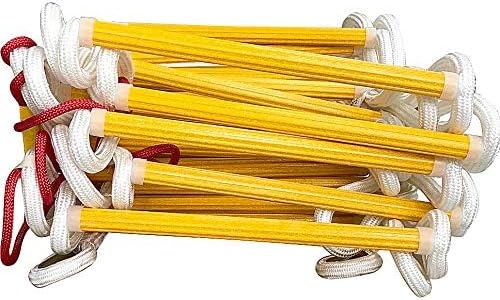 Fire Evacuation Rope Ladder, 4-Story, 32 ft, Spring Hooks & Safety Cord