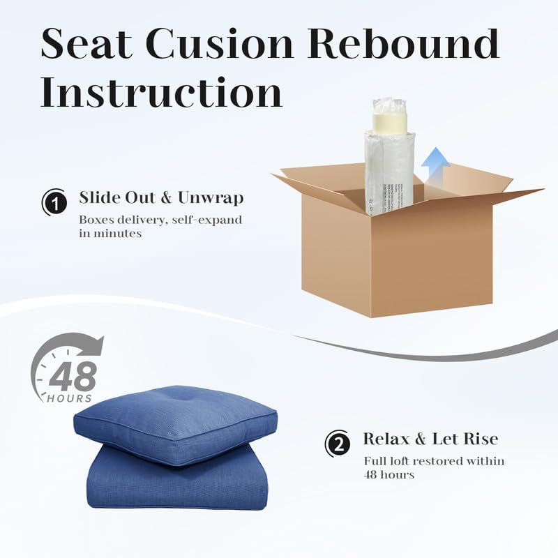 Luxury 22*24*4in Outdoor Patio Cushion, 2 Pieces Navy Blue Outdoor Cushions