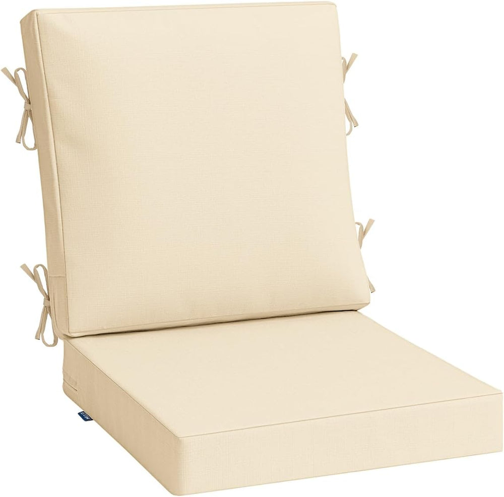 MIULEE Beige Outdoor Dining Cushion 20x20 Inch Waterproof with Ties