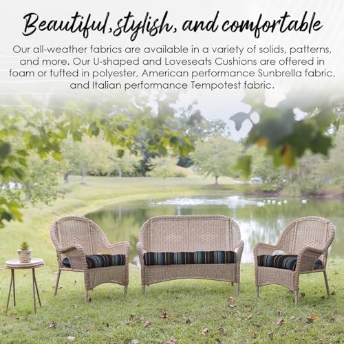 RSH DECOR Tufted U-Shape Wicker Set of 2, 22” x 22,” Outdoor Chair Cushions f...
