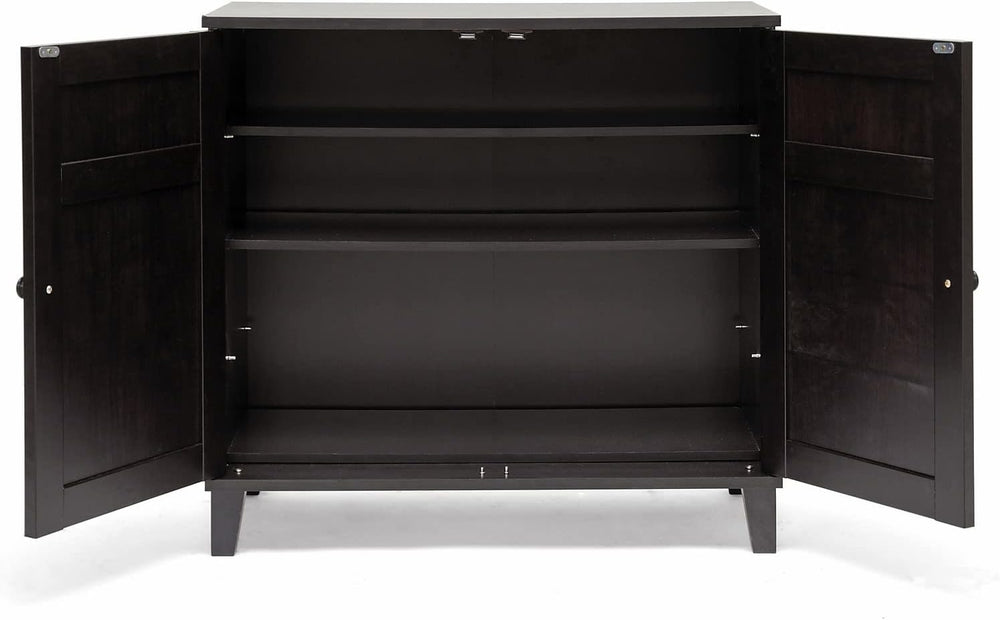 Baxton Studio Glidden Dark Brown Wood Modern Shoe Cabinet (Short)