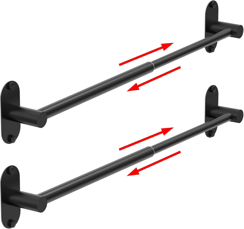 Towel Bar, Adhesive or Drill Wall Mount, Matte Black, 2 Pack