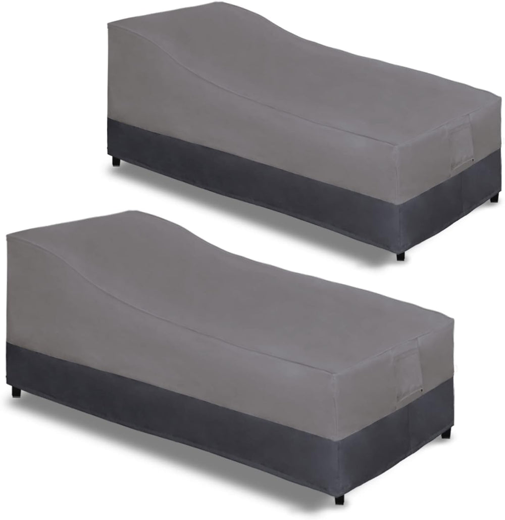Easy-Going Heavy Duty Outdoor Chaise Lounge Cover, 2 Pack, Gray/Dark Gray