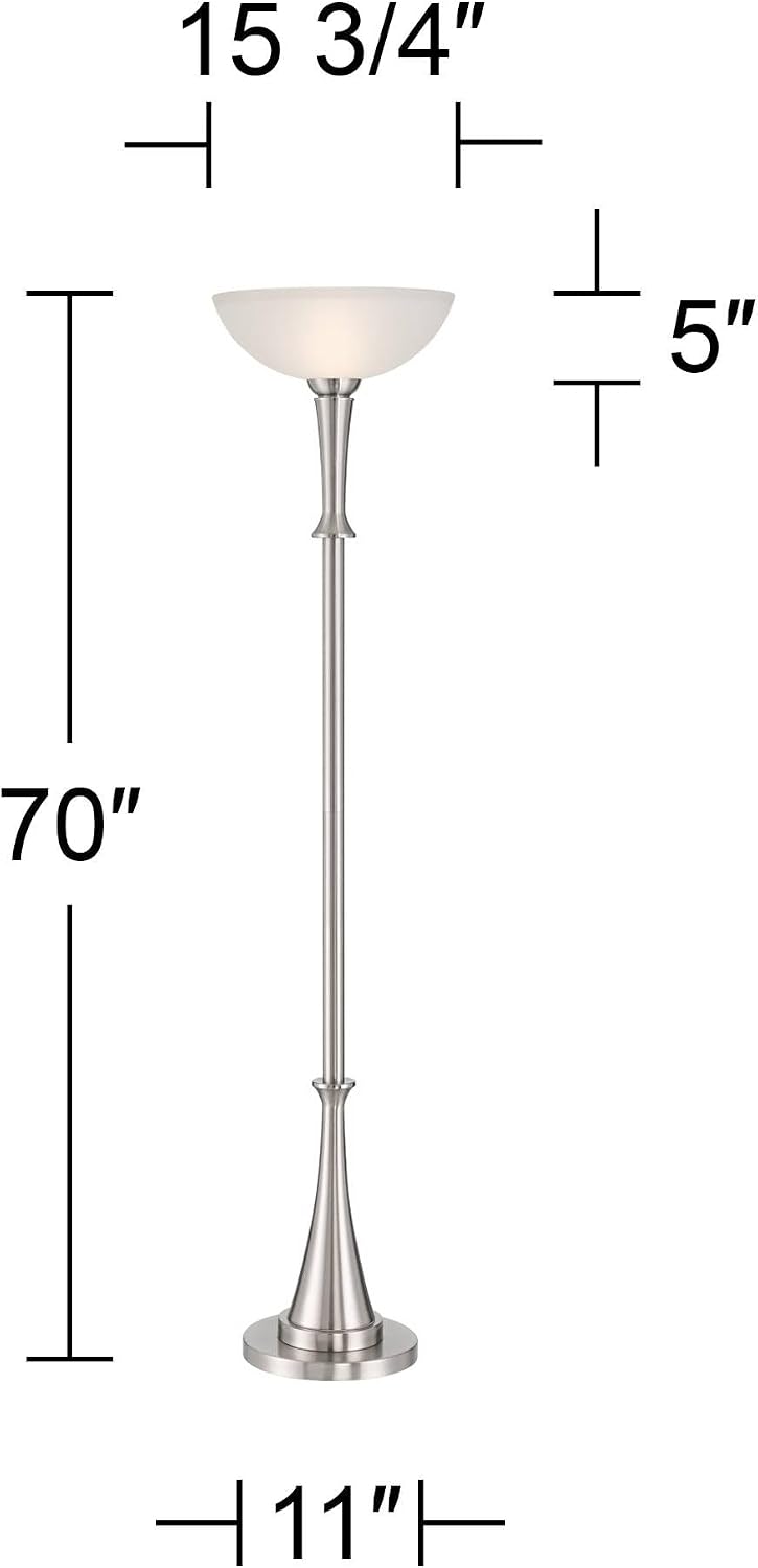 Verdugo 70" Tall Brushed Nickel Torchiere Floor Lamp with Dimmer