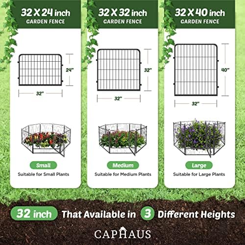CAPHAUS Decorative Garden Fence, 40 Inch x 21 FT Heavy Duty Iron Fencing Land...
