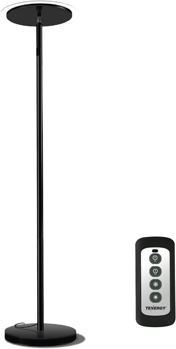 Tenergy Torchiere Dimmable LED Floor Lamp, Remote Controlled 30W (150W Equiva...