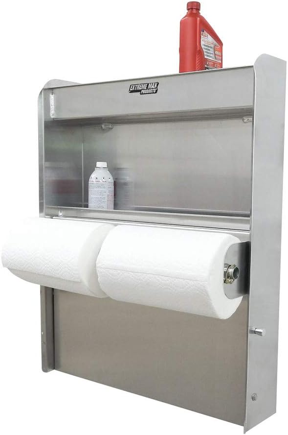 Extreme Max 5001.6049 Aluminum Work Station Storage Cabinet w/ Flip-Out Work ...