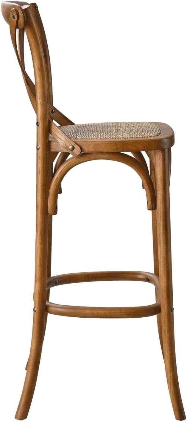 Modway Gear X-Back Wood Bar Stool in Walnut