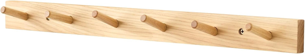 Wall Mounted Coat Rack 24 inches, Hickory Wood Wall Coat Hooks with 6 Hooks, ...