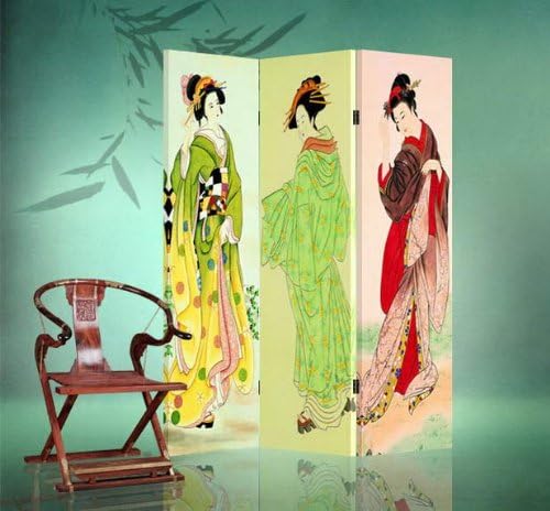Double Sided Canvas Screen Room Divider - Three Geishas