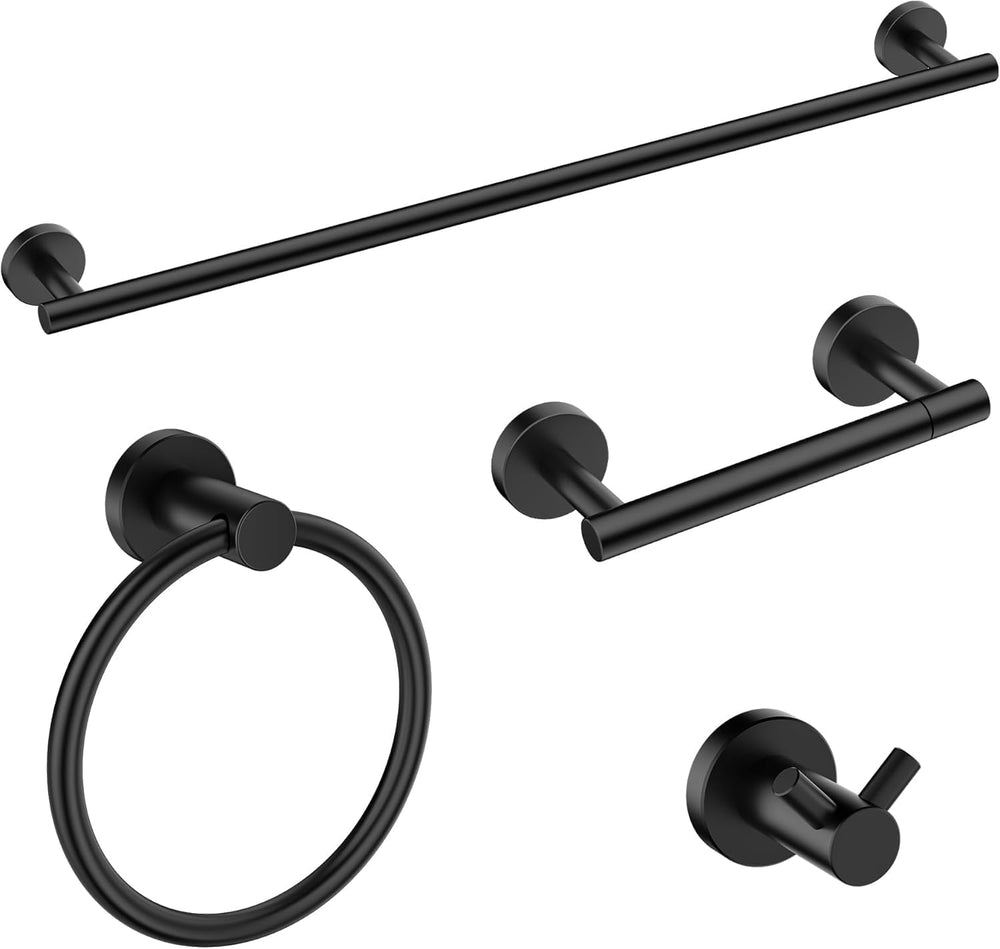 FORIOUS Bathroom Accessories, 4-Piece Bathroom Hardware Set - 18" Towel Bar