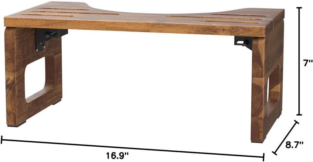 BLUEWEST Acacia Wood Foldable Toilet Stool for Adults, 7 Inch Poop Stool