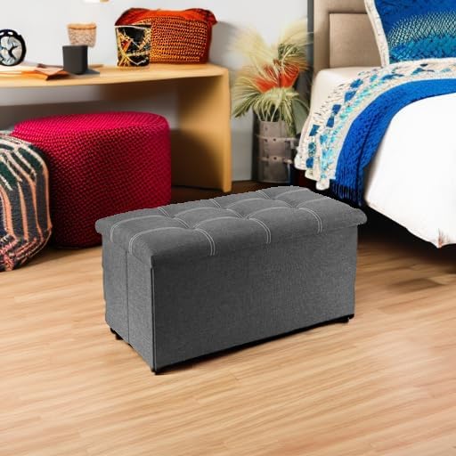 YOUDENOVA Ottoman with Storage, 30" Storage Ottoman Bench, Linen Gray