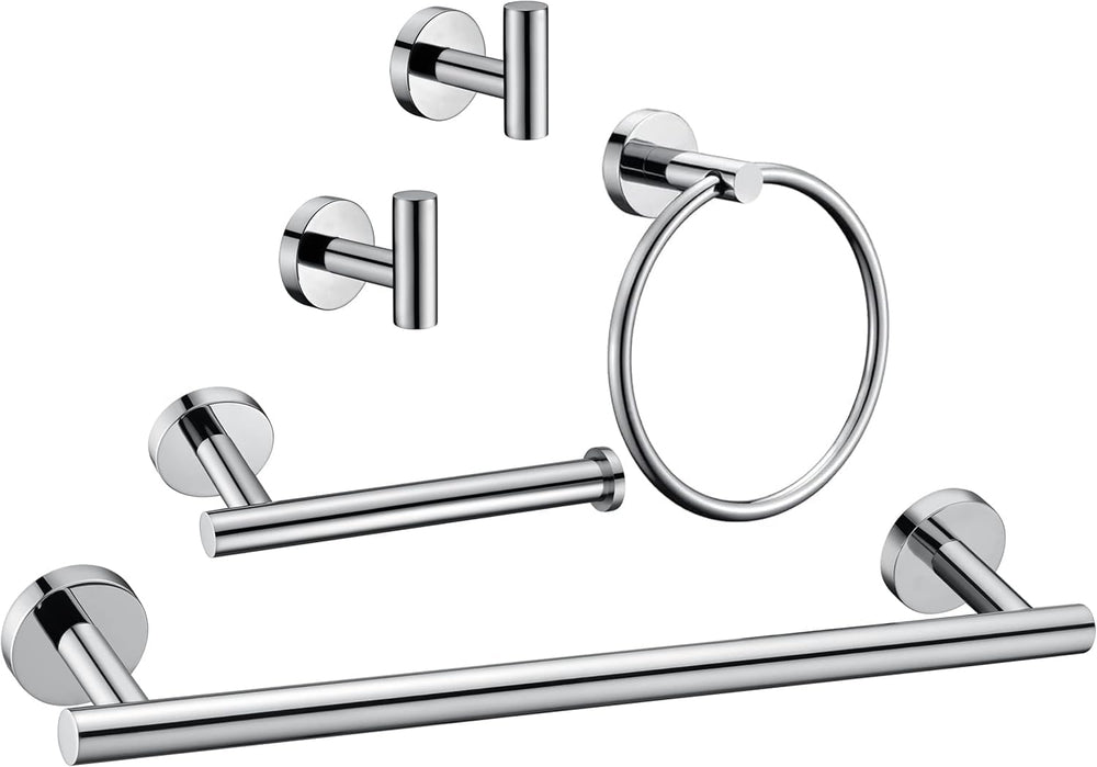 5 Pieces Polished Chrome Bathroom Hardware Accessories Set,Hand Towel Ring,16...