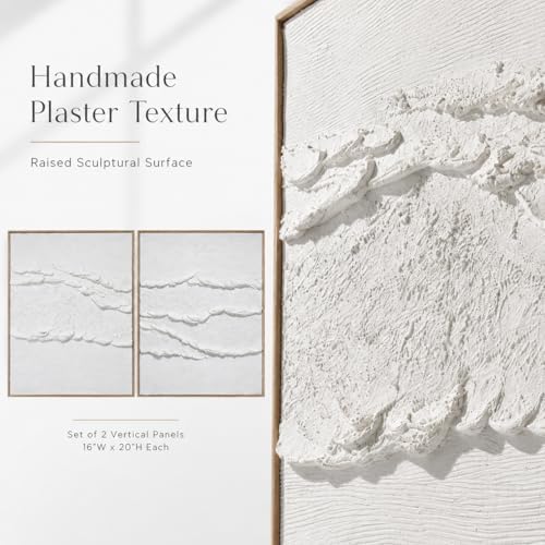 Artiluxy Neutral Abstract Wall Art Set of 2, Framed 3D Textured, 16x20 Inch