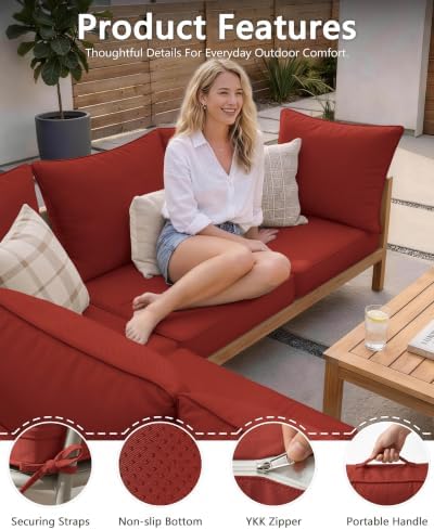 Outdoor Chair Cushion Set of 6, 19x19x4 Waterproof Fade Resistant
