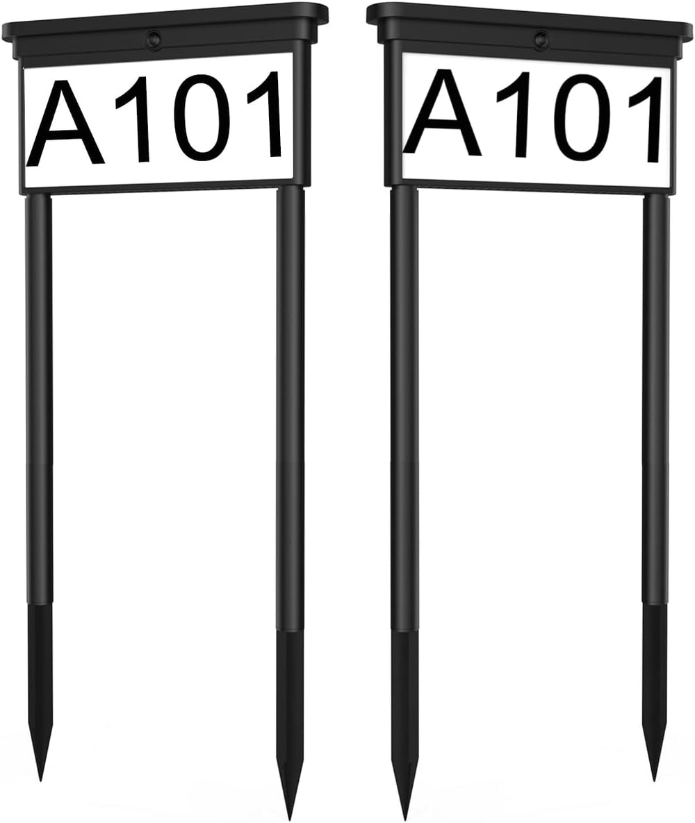 Solar Address Sign for Yard,Double Side Light House Numbers,2 Pack