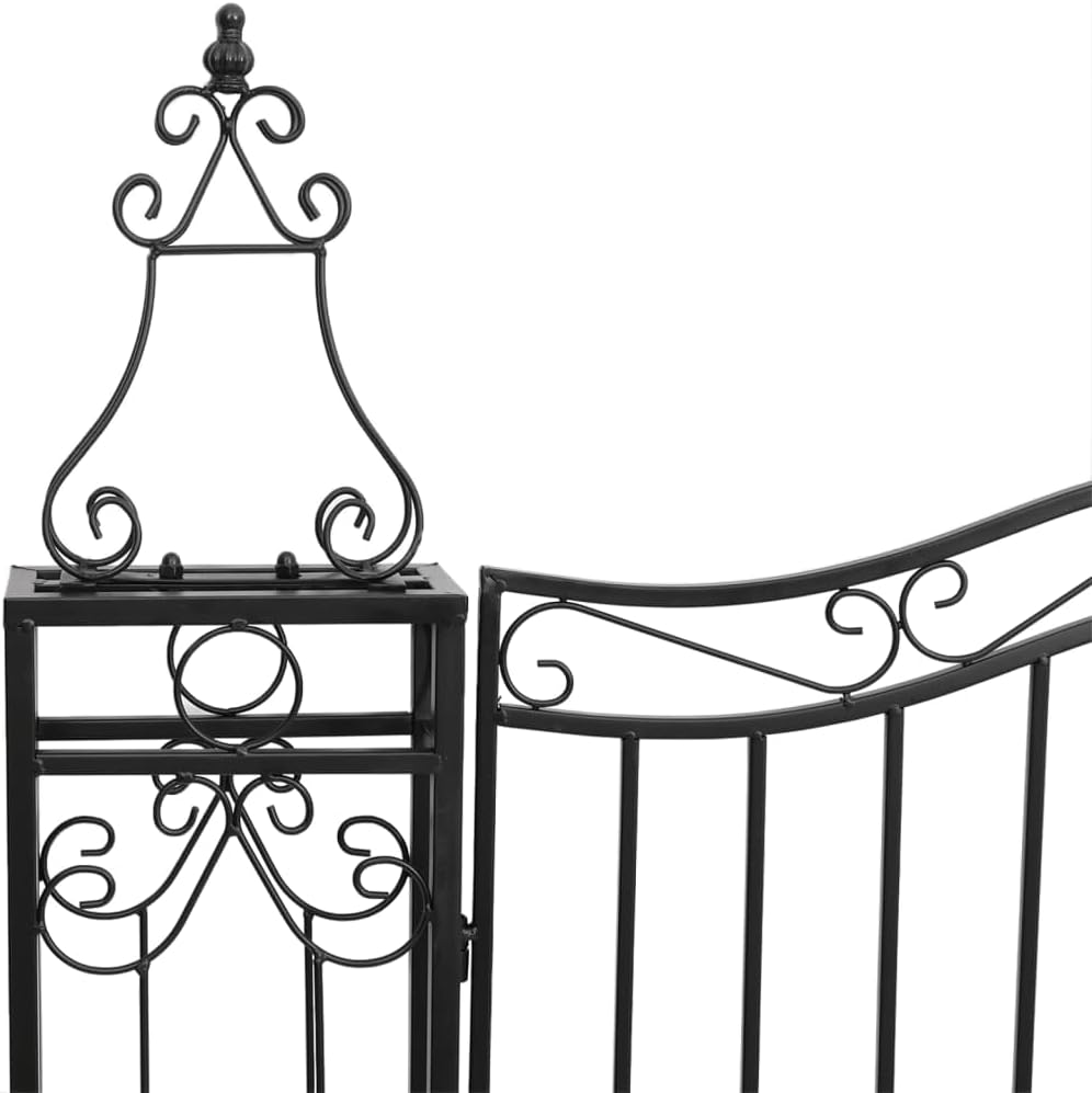 vidaXL Garden Gate Black 47.6"x3.1"x47.2" Wrought Iron