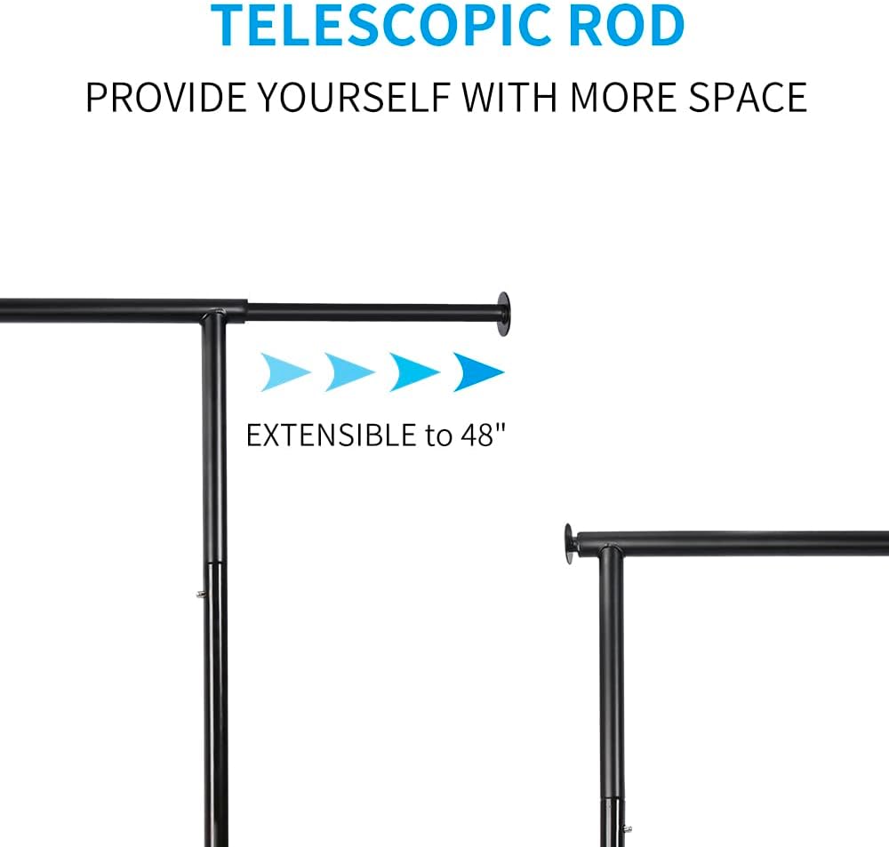 Fishat 59" H Simple Portable Standard Black Rolling Clothes Garment Rack