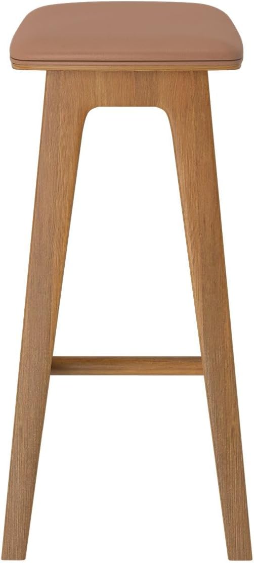 Plank+Beam Beryl Bar Stool, Upholstered, Set of 2, Pecan/Toffee