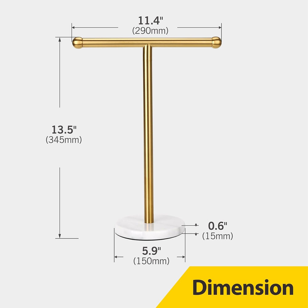 Gold Hand Towel Holder Stand with Heavy Marble Base, T-Shape Towel Rack, Free...