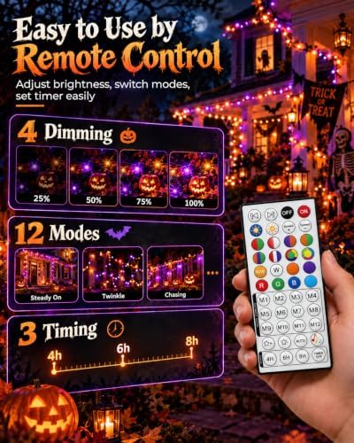 1Pack 200LED Smart Color Changing String Lights Halloween Lights App Remote