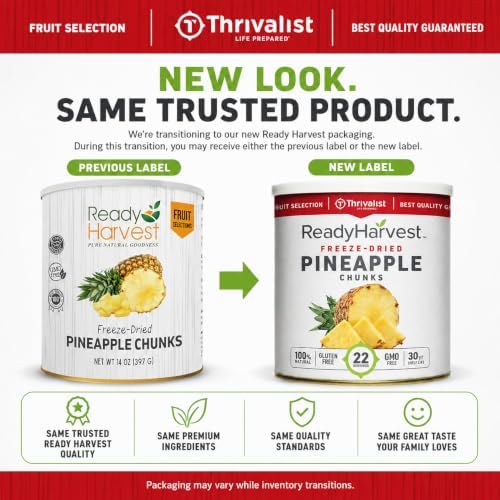 Ready Harvest Freeze-Dried Pineapple Chunks, #10 Can