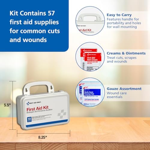 First Aid Only 10-Person Compact First Aid Kit for Home, Car & Work