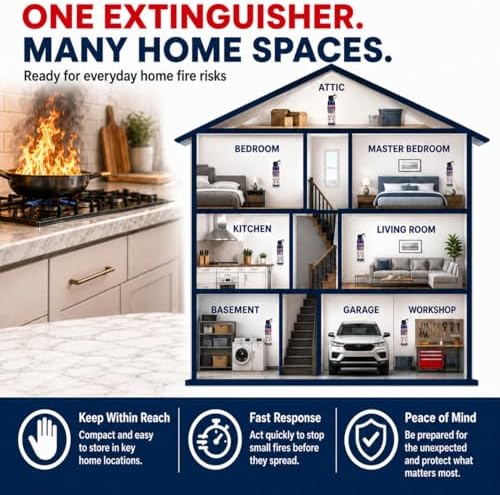 ABC Fire Extinguisher for Home & Vehicle - Portable Dry Chemical Fire Ext...