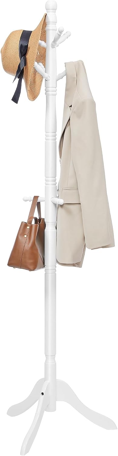 VASAGLE Freestanding Coat Rack, Rubber Wood Coat Tree with 9 Hooks