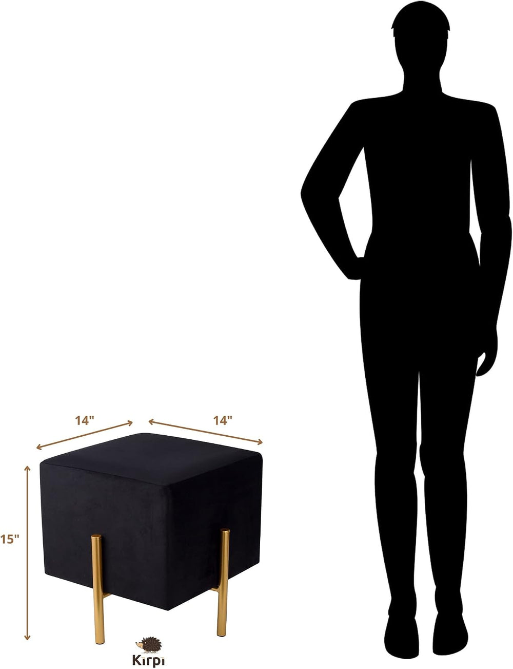Kirpi Cream Velvet Foot Stool Set of 2, Modern Vanity Ottoman Stools with Gol...