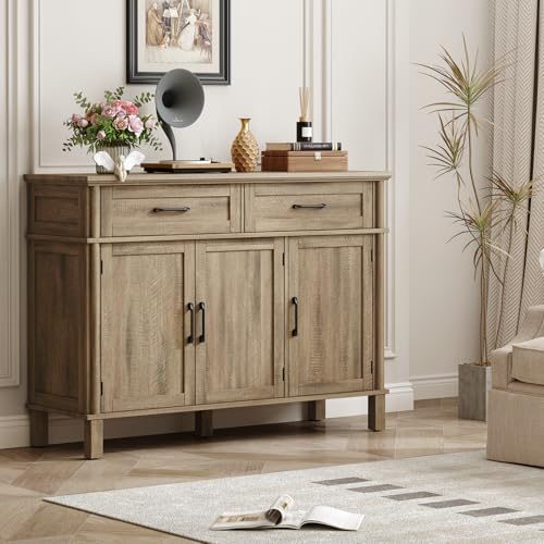 ONBRILL 48 Inch Buffet Cabinet with Storage, Washed Grey