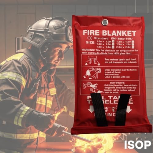 ISOP Fire Blanket for Home & Kitchen (47" x 70"), 2-Pack Heavy ...