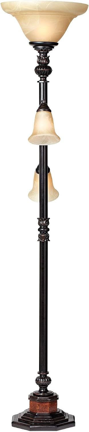 Regency Hill Sonnett 72" Tall 3-Light Torchiere Floor Lamp Living Room