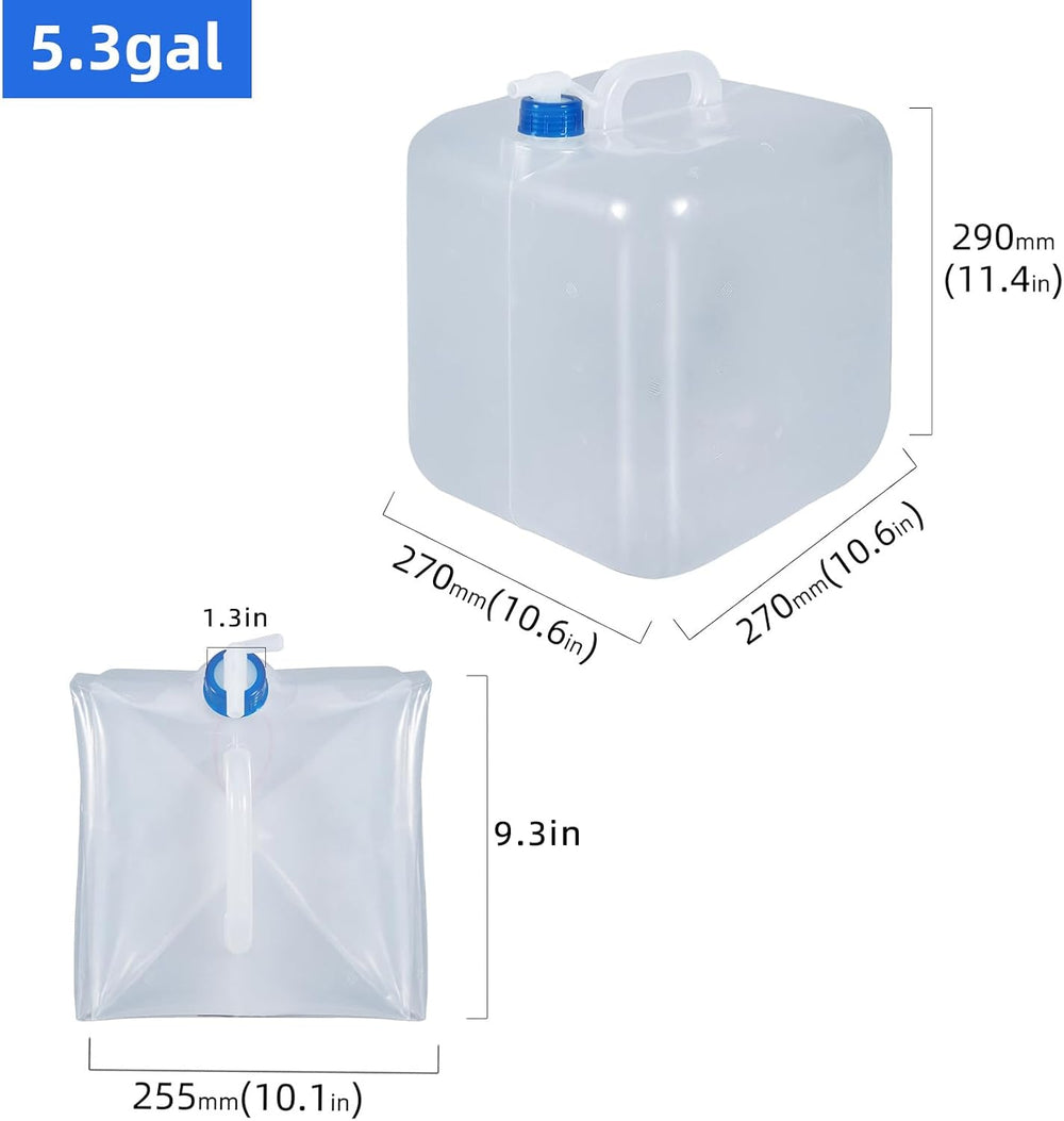 2 Pack Collapsible Water Container with Spigot, Foldable Cube Water Jugs Port...
