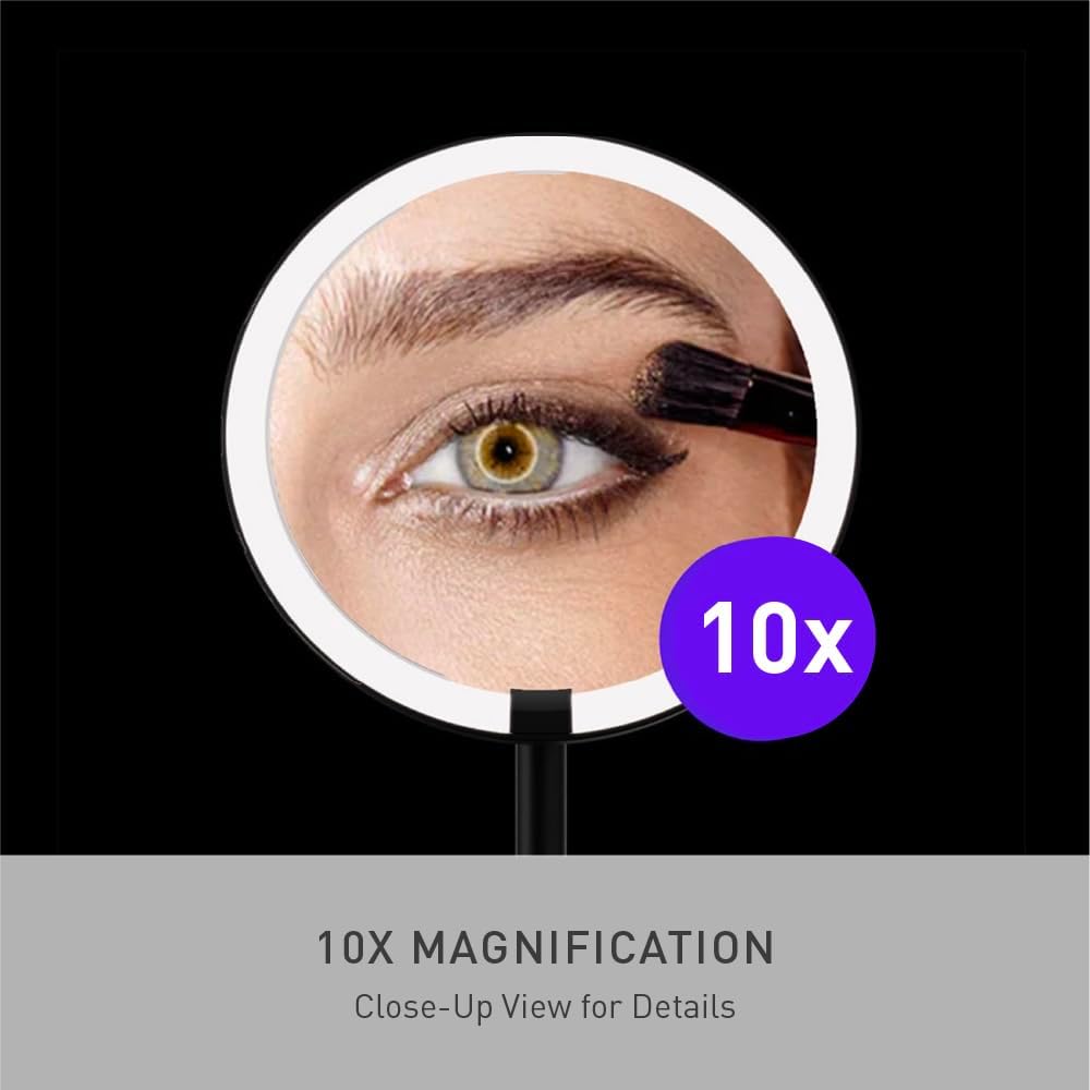 simplehuman Sensor Mirror Fold, 5'' with 10X Magnification, Round Rec...