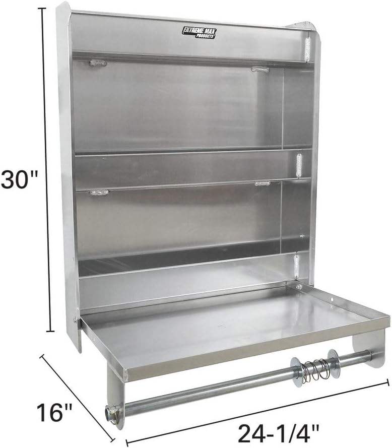 Extreme Max 5001.6049 Aluminum Work Station Storage Cabinet w/ Flip-Out Work ...