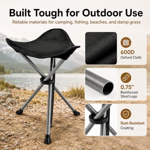 2 Pack Camping Stools, 22.4" Extra Tall Tripod Stool for Adults