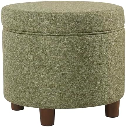 HomePop 19" Round Storage Ottoman - Green Tweed